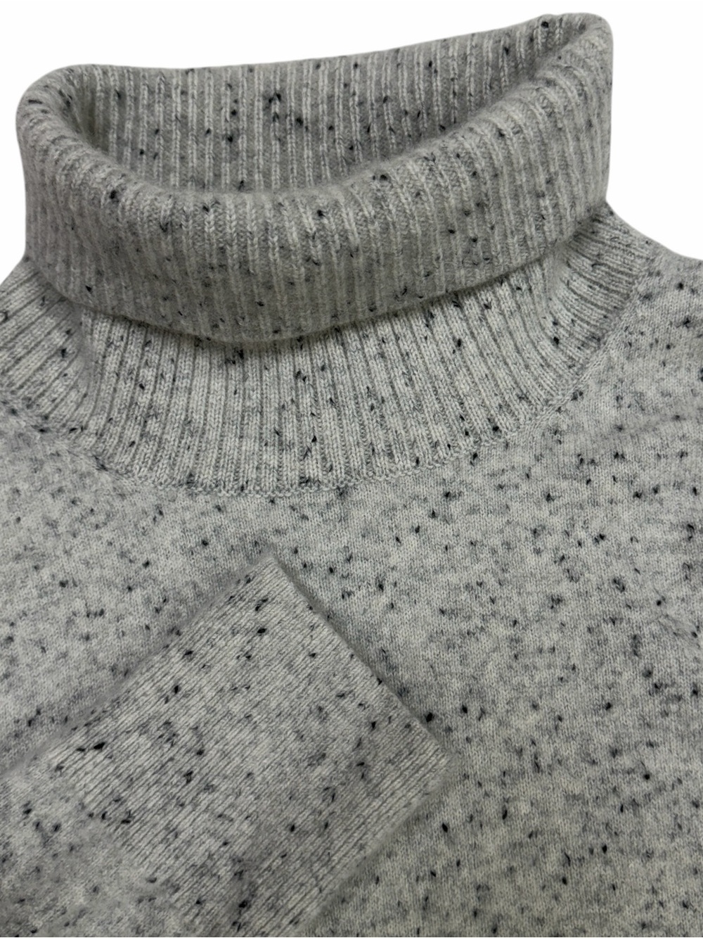 Lands End Cashmere Turtleneck Sweater Womens XL Tall Grey Speckled Knit Pullover